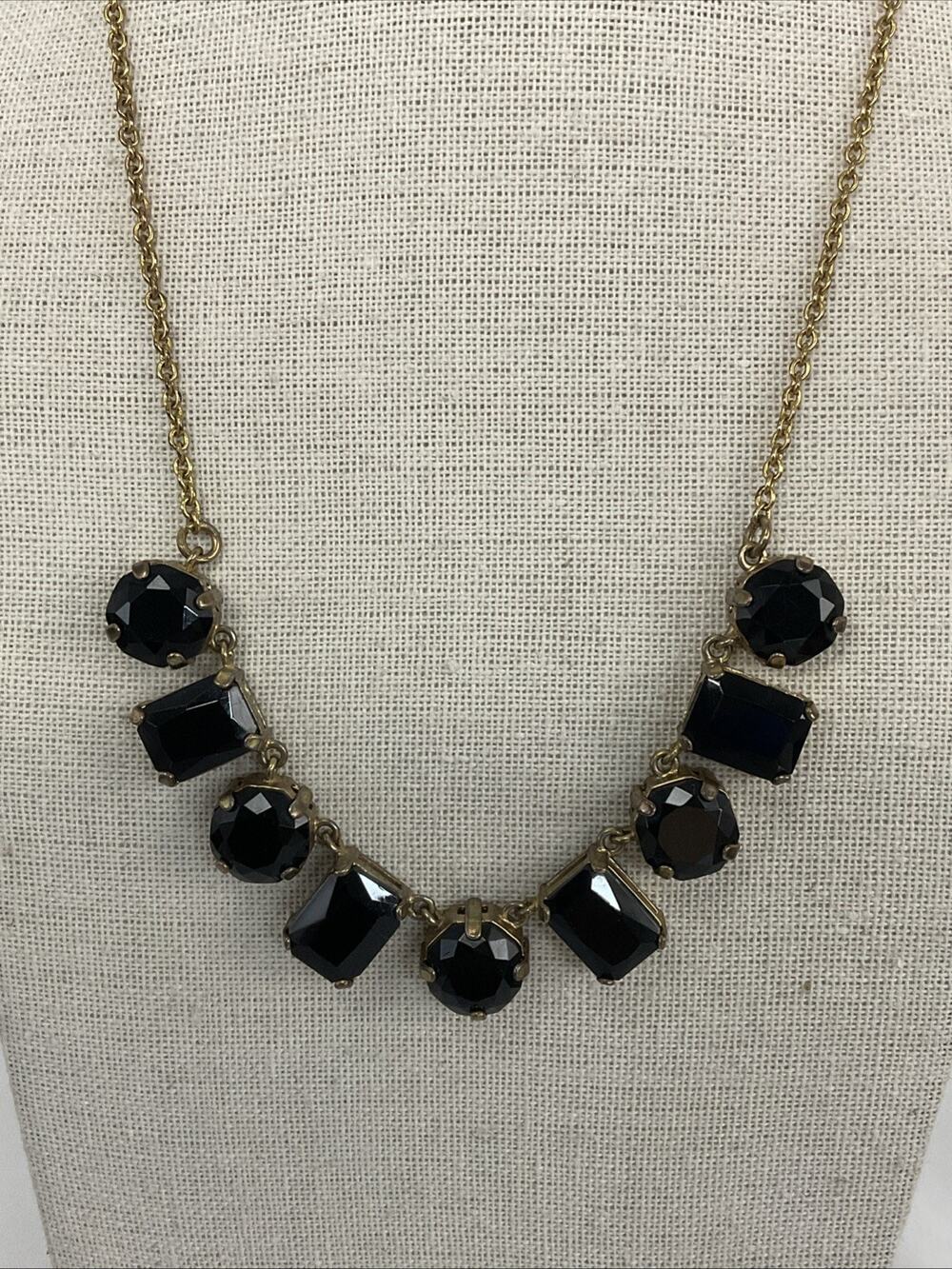 VTG VINTAGE KATE SPADE BLACK RHINESTONE GOLD TONE NECKLACE